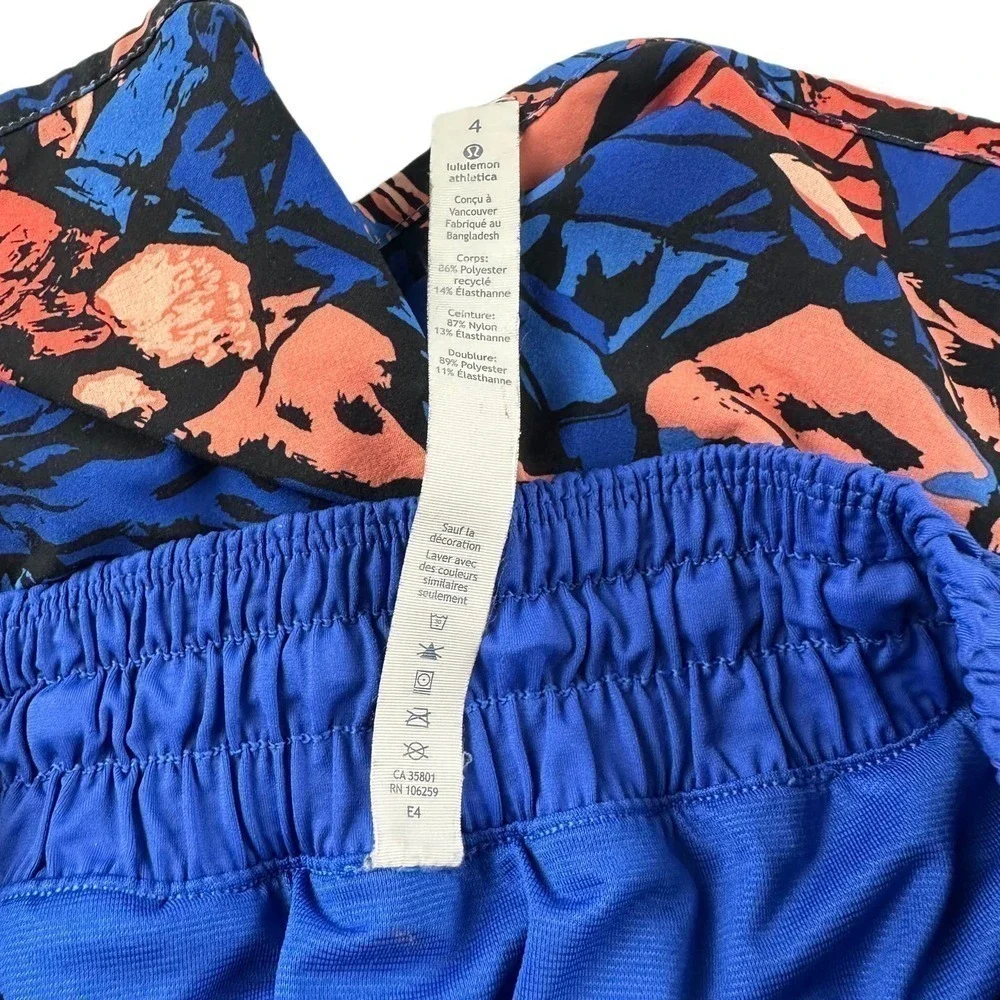 Lululemon Tracker Short IV Sz 4 Paint Storm Harbor Blue Multi Women's Activewear